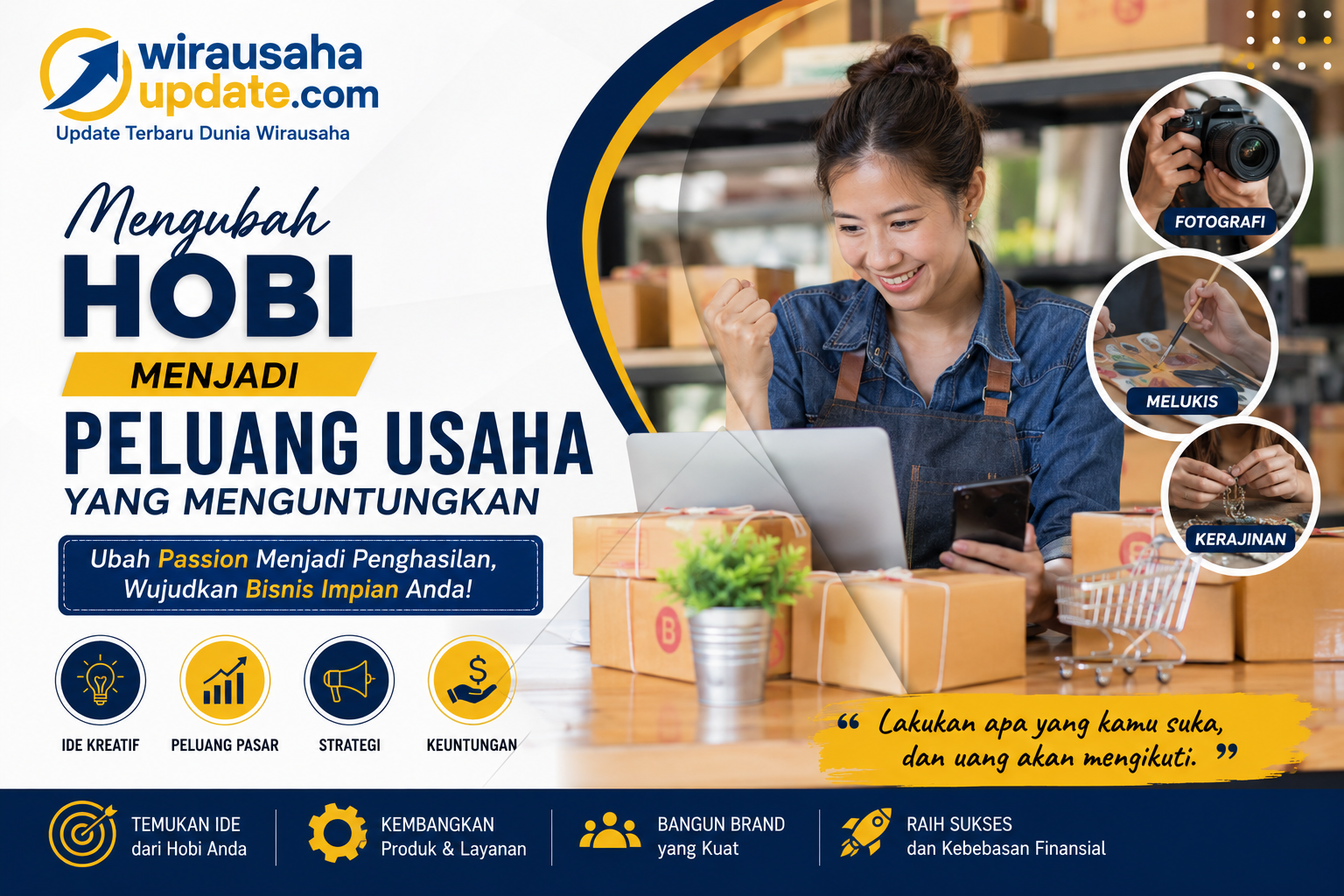Mengubah hobi menjadi peluang usaha adalah langkah cerdas untuk memperoleh penghasilan sekaligus menjalani pekerjaan yang sesuai dengan passion. Dengan mengenali potensi diri, melakukan riset pasar, meningkatkan keterampilan, membangun merek yang kuat, dan memanfaatkan teknologi digital, hobi dapat berkembang menjadi bisnis yang menguntungkan dan berkelanjutan. Kesuksesan tidak datang secara instan, tetapi melalui proses belajar, konsistensi, dan keberanian untuk terus berinovasi. Jadikan hobi sebagai awal perjalanan menuju kemandirian finansial dan karier yang lebih bermakna.