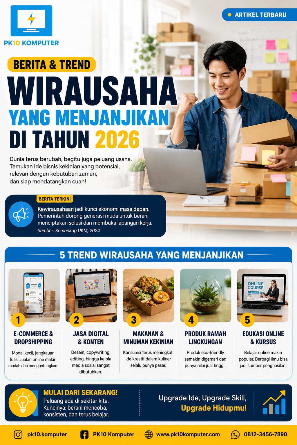 Berwirausaha di era sekarang tidak lagi sekadar tentang memiliki modal besar, melainkan tentang seberapa cepat Anda bisa beradaptasi dengan teknologi dan seberapa kreatif Anda memberikan solusi atas masalah konsumen.