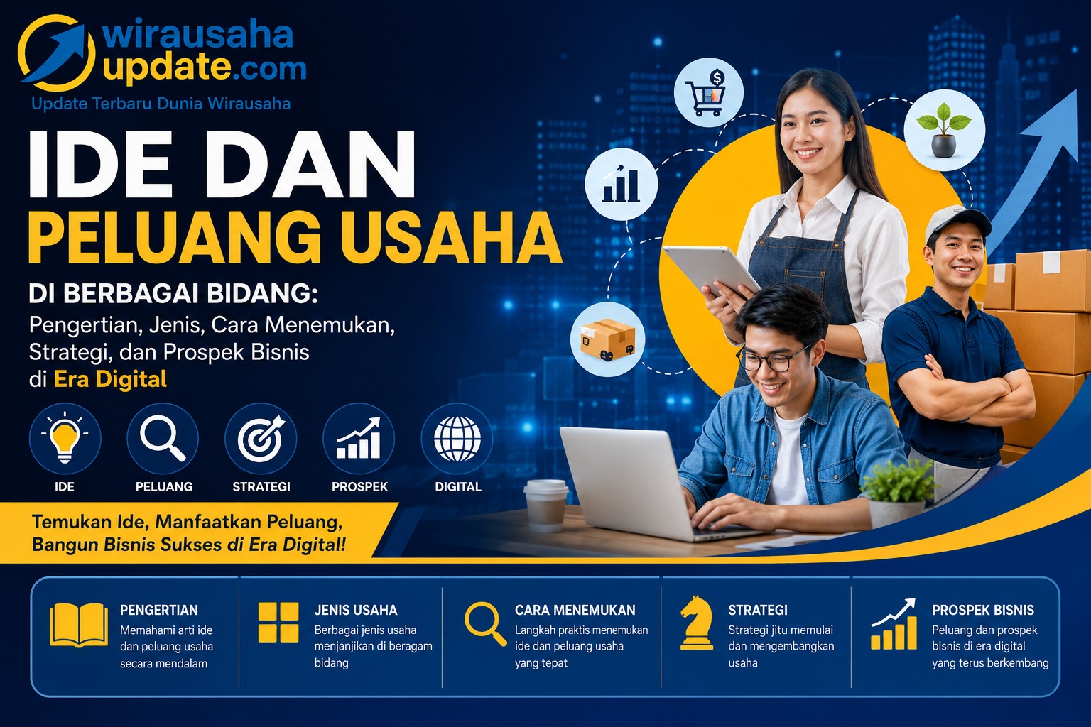 Ide bisnis adalah gagasan untuk menciptakan produk atau jasa yang bernilai, sedangkan peluang bisnis adalah kesempatan untuk mengembangkan ide tersebut menjadi usaha yang menghasilkan keuntungan. Peluang bisnis dapat ditemukan di berbagai bidang, seperti kuliner, teknologi, pendidikan, pertanian, peternakan, fashion, kesehatan, kecantikan, jasa, dan bisnis digital. Dengan memahami kebutuhan pasar, memanfaatkan keterampilan, serta mengikuti perkembangan teknologi, setiap orang memiliki kesempatan untuk membangun bisnis yang sukses dan berkelanjutan.