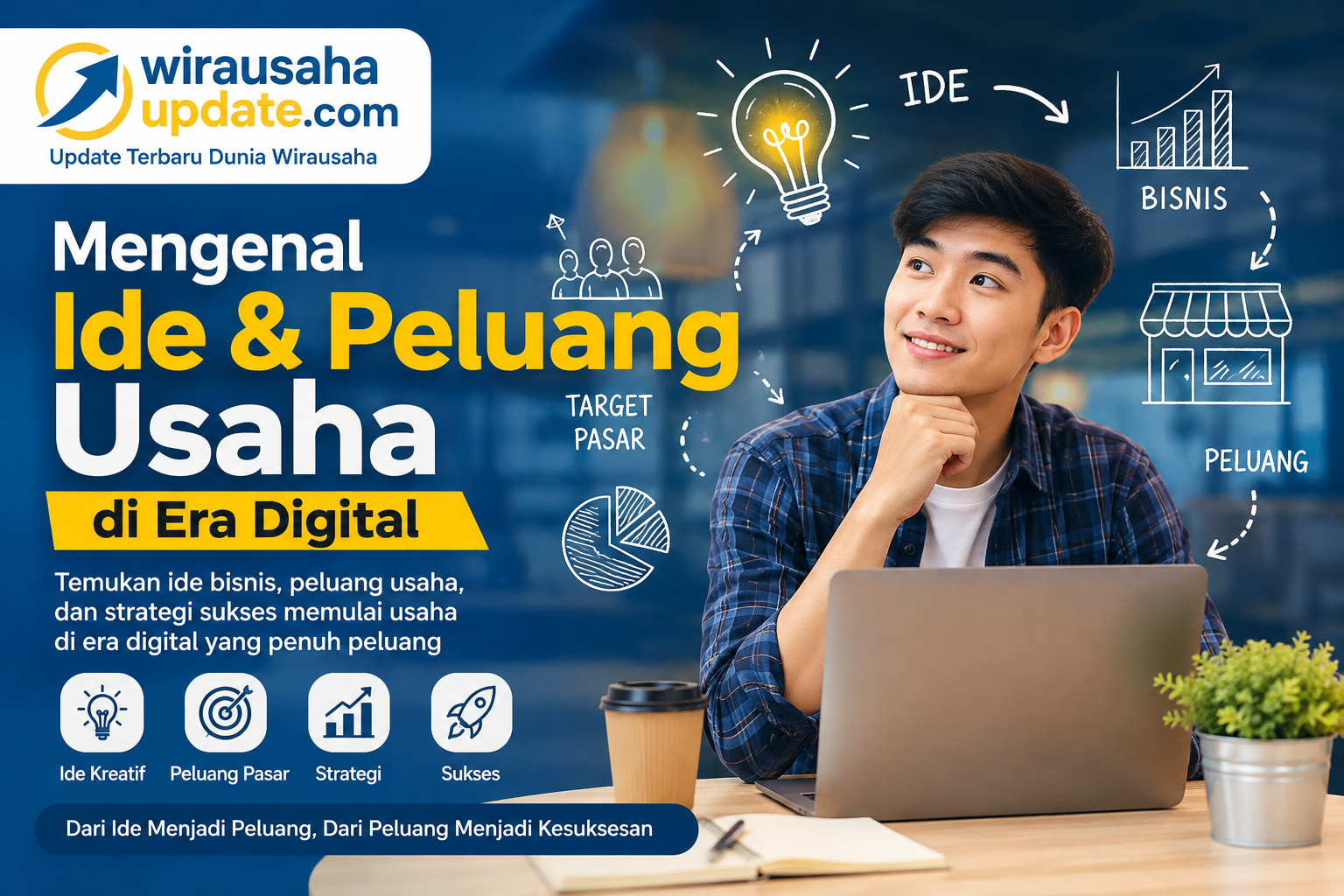 Ide dan peluang usaha merupakan bagian penting dalam dunia kewirausahaan. Ide usaha merupakan gagasan yang dapat dikembangkan menjadi bisnis, sedangkan peluang usaha merupakan kesempatan yang muncul karena adanya kebutuhan atau masalah yang dapat diberikan solusinya. Di era digital, peluang usaha semakin beragam. Seseorang dapat memulai bisnis dari hobi, keterampilan, masalah masyarakat, perkembangan teknologi, maupun perubahan gaya hidup. Hal terpenting bukan hanya menemukan ide yang menarik, tetapi juga mampu mengubah ide tersebut menjadi usaha yang memiliki manfaat dan nilai ekonomi. Dengan melakukan riset pasar, membuat inovasi, memanfaatkan teknologi, memberikan pelayanan yang baik, serta menjalankan usaha secara konsisten, sebuah ide sederhana dapat berkembang menjadi peluang bisnis yang menjanjikan. Intinya, peluang usaha dapat ditemukan di sekitar kita. Yang diperlukan adalah kemampuan untuk melihat kebutuhan, menciptakan solusi, dan berani mengembangkan ide menjadi tindakan nyata.