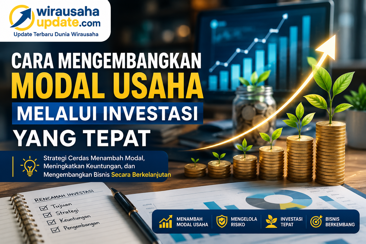 Mengembangkan modal usaha tidak selalu harus dilakukan melalui pinjaman atau mencari investor baru. Salah satu strategi yang dapat diterapkan adalah memanfaatkan investasi sebagai sumber pertumbuhan modal. Dengan memilih instrumen investasi yang sesuai, mengelola risiko secara bijak, serta mengalokasikan hasil investasi kembali ke dalam bisnis, pelaku usaha dapat memperkuat kondisi keuangan sekaligus mempercepat perkembangan usahanya. Keberhasilan investasi bergantung pada perencanaan yang matang, disiplin dalam pengelolaan dana, dan konsistensi dalam menjalankan strategi. Oleh karena itu, jadikan investasi sebagai bagian dari perencanaan bisnis jangka panjang agar usaha dapat tumbuh lebih stabil, berkelanjutan, dan mampu menghadapi berbagai tantangan ekonomi di masa depan.