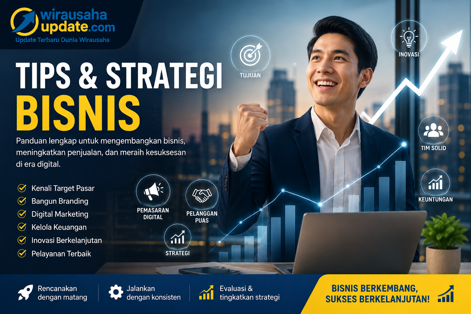 Tips & Strategi Bisnis merupakan salah satu faktor penting yang menentukan keberhasilan sebuah usaha. Memiliki produk yang bagus saja belum cukup. Pelaku usaha juga perlu memahami bagaimana cara mengelola bisnis, menarik pelanggan, menghadapi persaingan, mengatur keuangan, serta memanfaatkan teknologi. Di era digital seperti sekarang, peluang untuk membangun bisnis semakin terbuka lebar. Namun, persaingan juga semakin ketat. Oleh karena itu, dibutuhkan strategi yang tepat agar bisnis tidak hanya mampu bertahan, tetapi juga berkembang dalam jangka panjang.